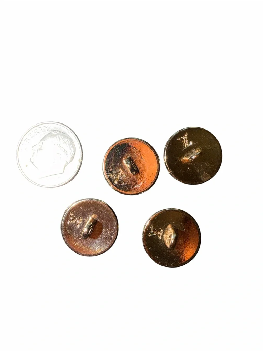 Louis Vuitton Gold-Tone Round Logo Buttons - Set of 4